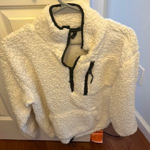 White Sherpa quarter zip